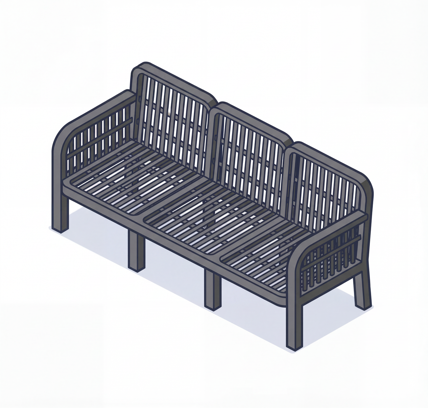 Rattan Sofa / Garden Seat (3 Seater)